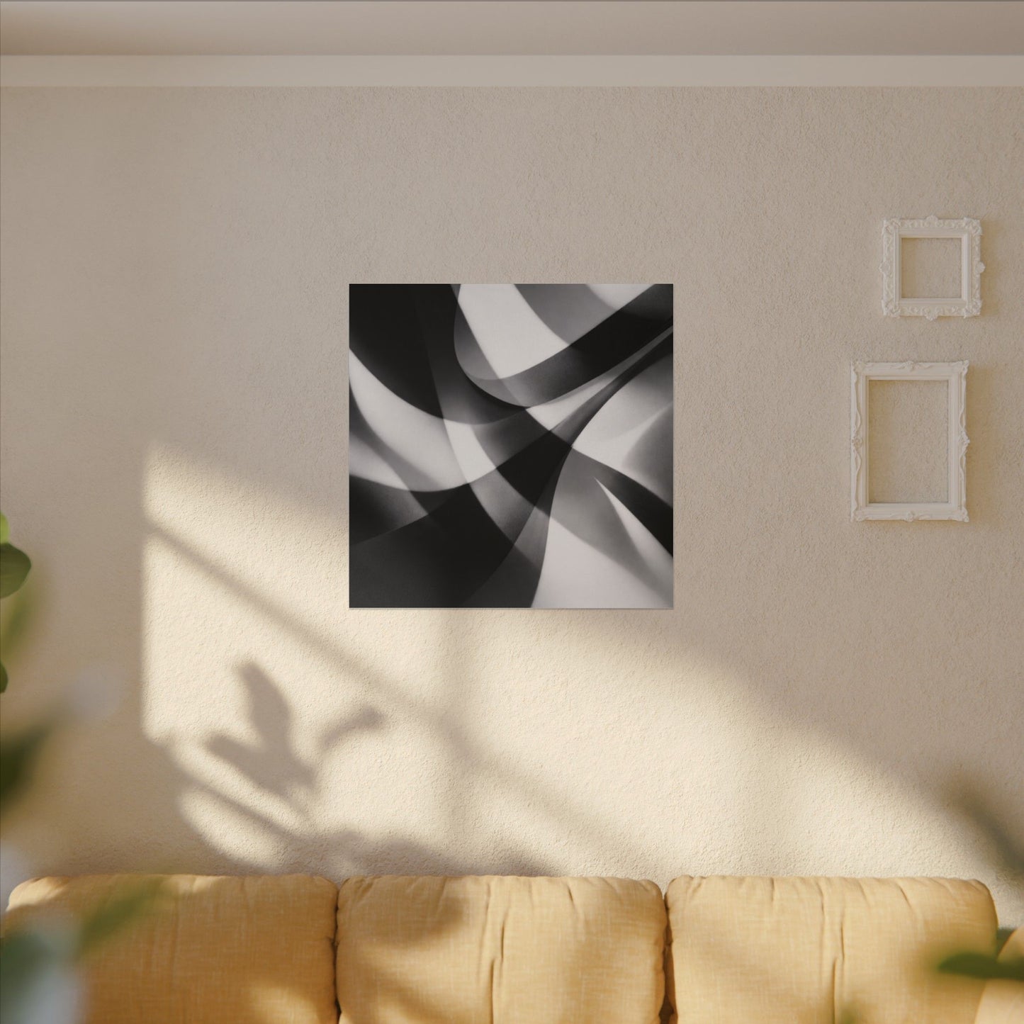 Abstract Black and White Swirl Matte Canvas