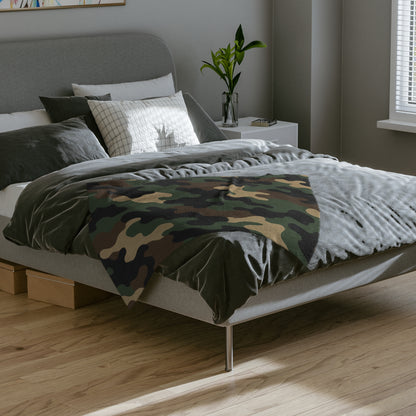Cozy Camo Velveteen Microfiber Blanket - Soft, Warm, Perfect for Camping, Outdoors, Military Theme, Home Decor, Gift Idea