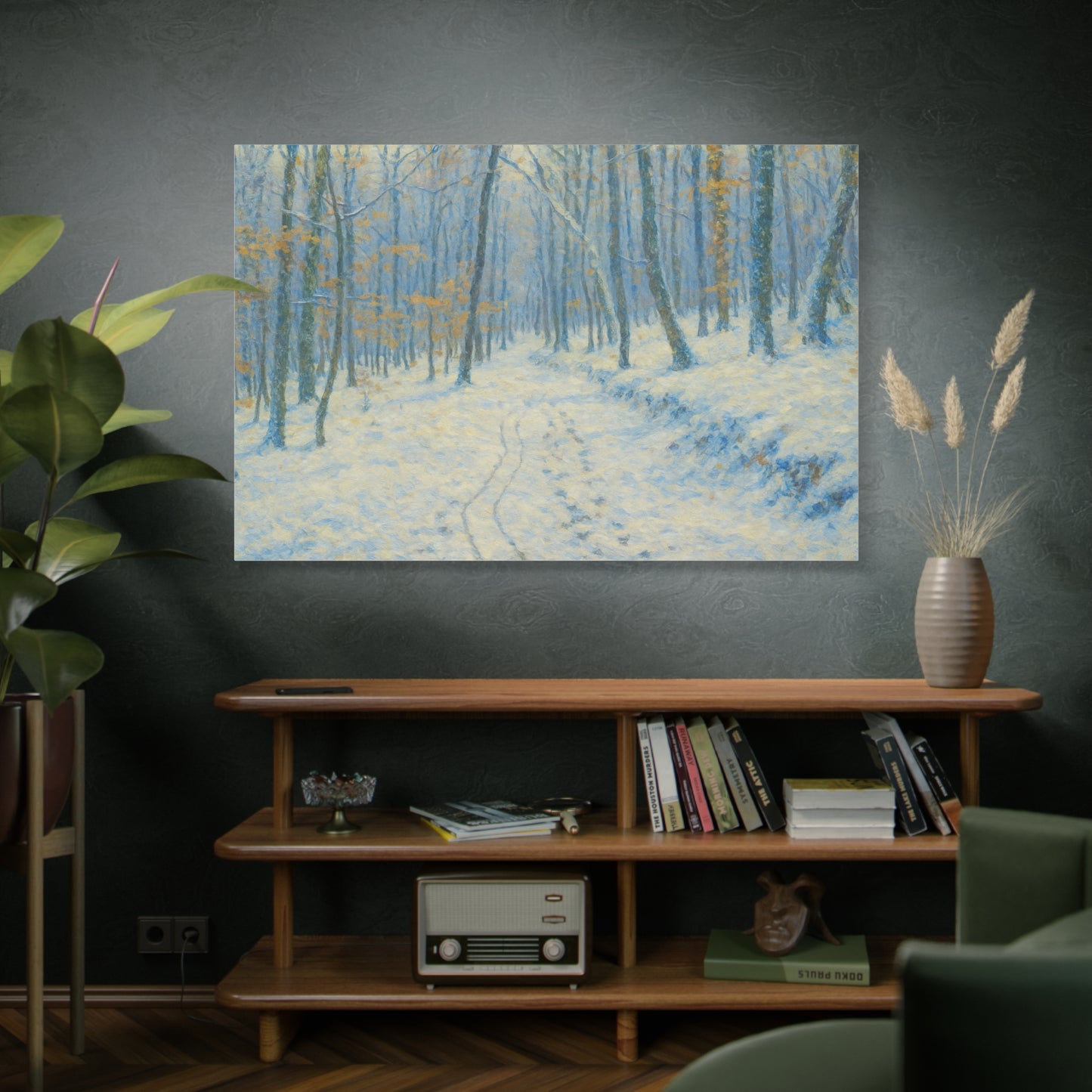 Winter Woodland Canvas Print — Snowy Forest Matte Stretched Wall Art
