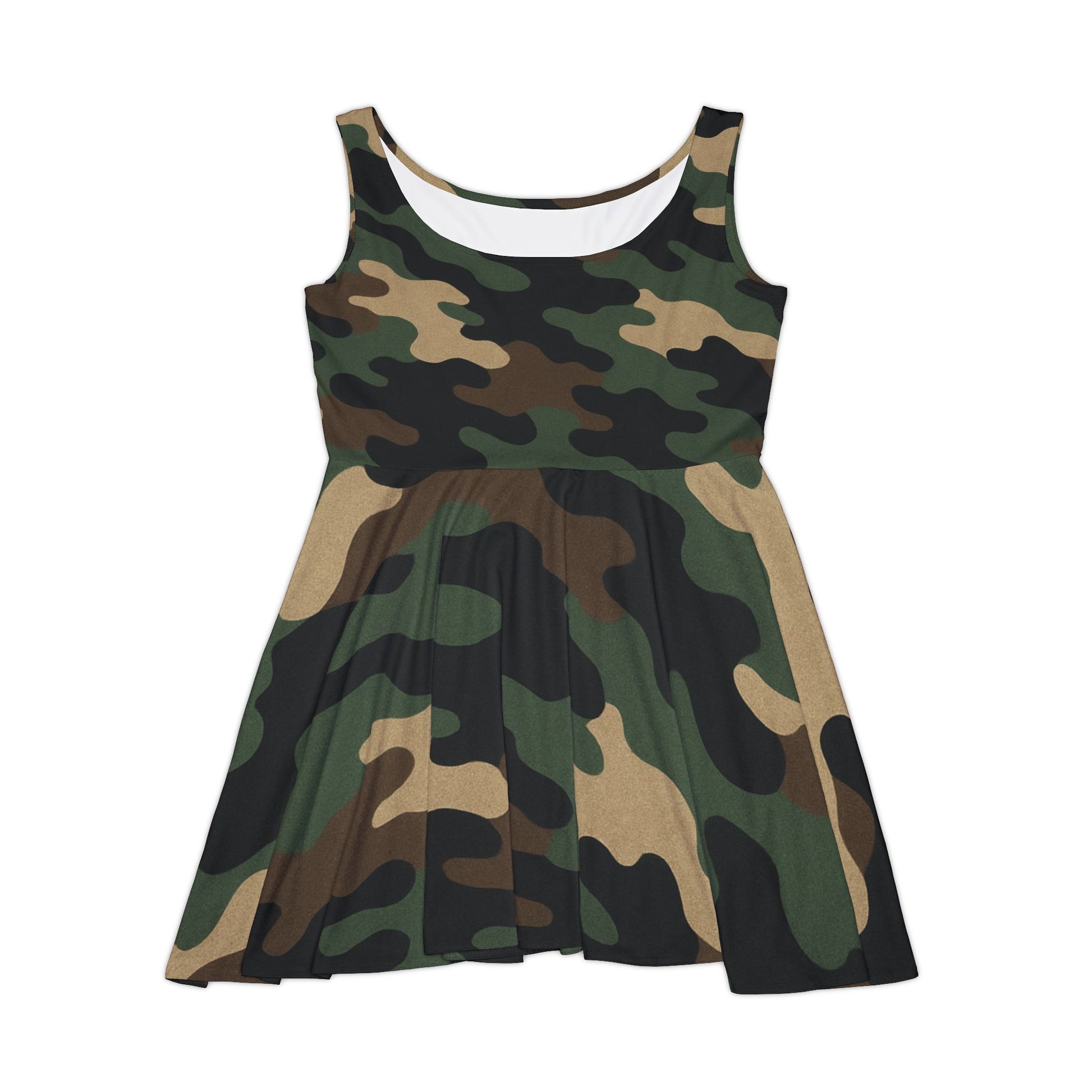 Camo AOP Skater Dress for Women, Stylish Casual Dress, Summer Outfit, Trendy Party Dress, Outdoor Wear, Military Style - TRV