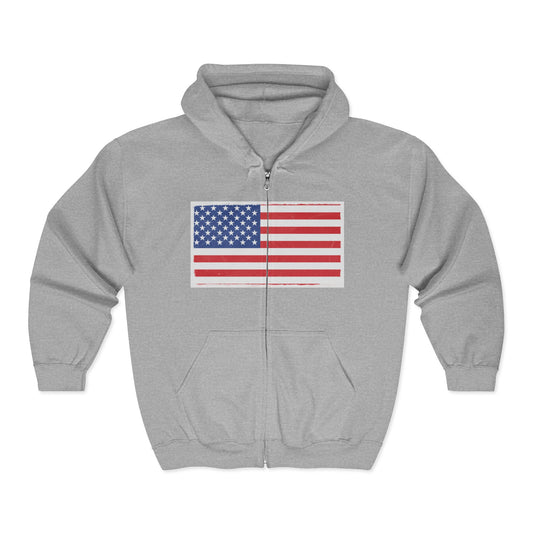 American Flag Graphic Full Zip Hoodie | Unisex Sweatshirt for Patriotic Holidays, Fourth of July, Independence Day, Gifts, Casual Wear
