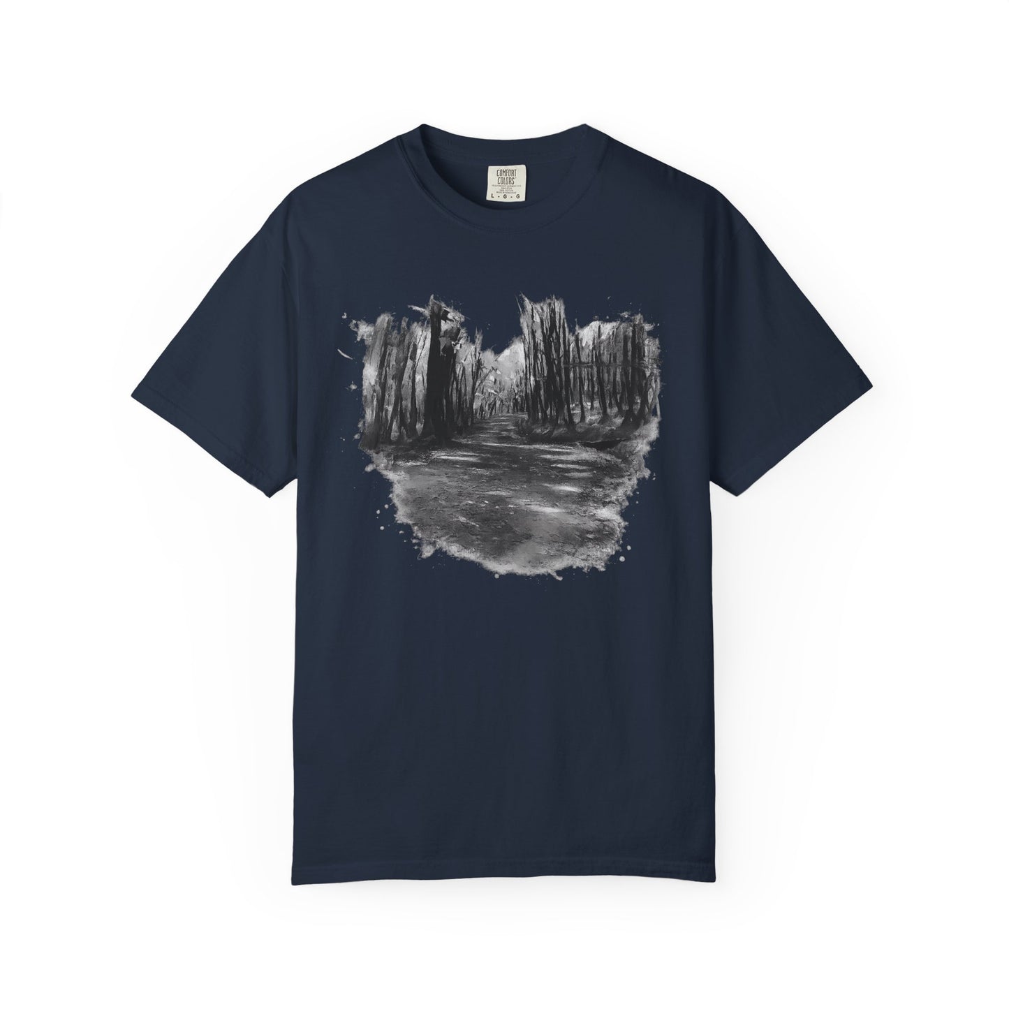 Artistic Forest Scene T-shirt | Nature Lover Gift, Outdoor Adventure Tee, Eco-Friendly Fashion, Vintage Inspired Clothing, Unisex Gift - TRV