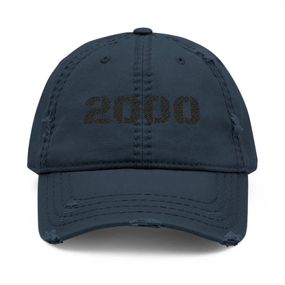 Distressed Dad Hat with '2000' Embroidery, Vintage Style Cap for Casual Outfits, Great Gift for Dads, Birthdays, and Anniversaries - TRV