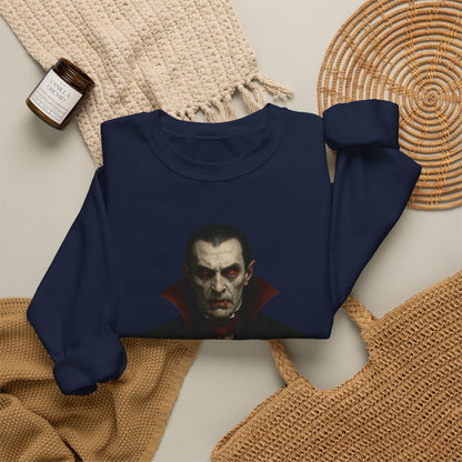Gothic Horror Sweatshirt, Cozy Vampire Sweatshirt, Spooky Apparel, Halloween Costume Top, Unisex Halloween Sweatshirt