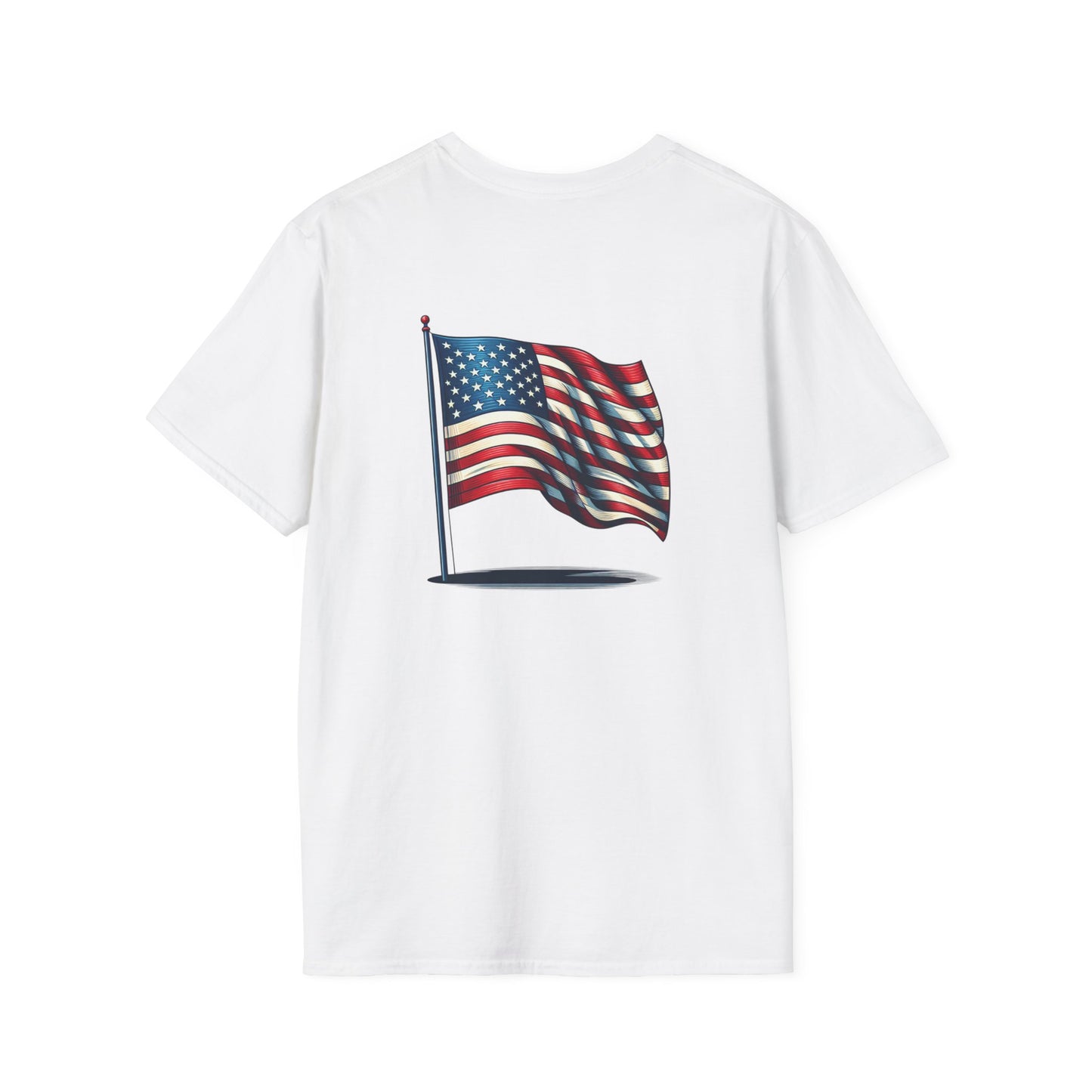 Patriotic Unisex Softstyle T-Shirt, American Flag Tee, USA Pride Shirt, Perfect for Independence Day, Casual Wear - TRV