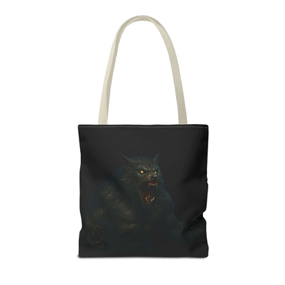 Fierce Werewolf Tote Bag, Halloween Accessories, Dark Art Tote, Animal Lover Gift, Geeky Shopping Bag - TRV