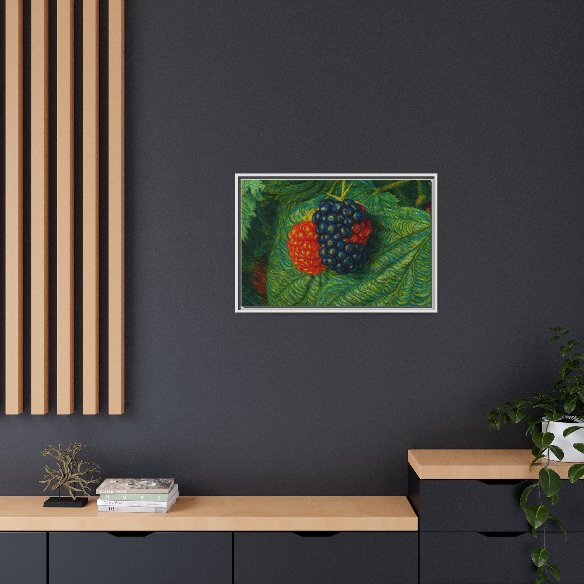 Van Gogh Style Blackberry Canvas Art, Framed Wall Decor, Botanical Print, Summer Home Decor, Gift for Garden Lovers - TRV