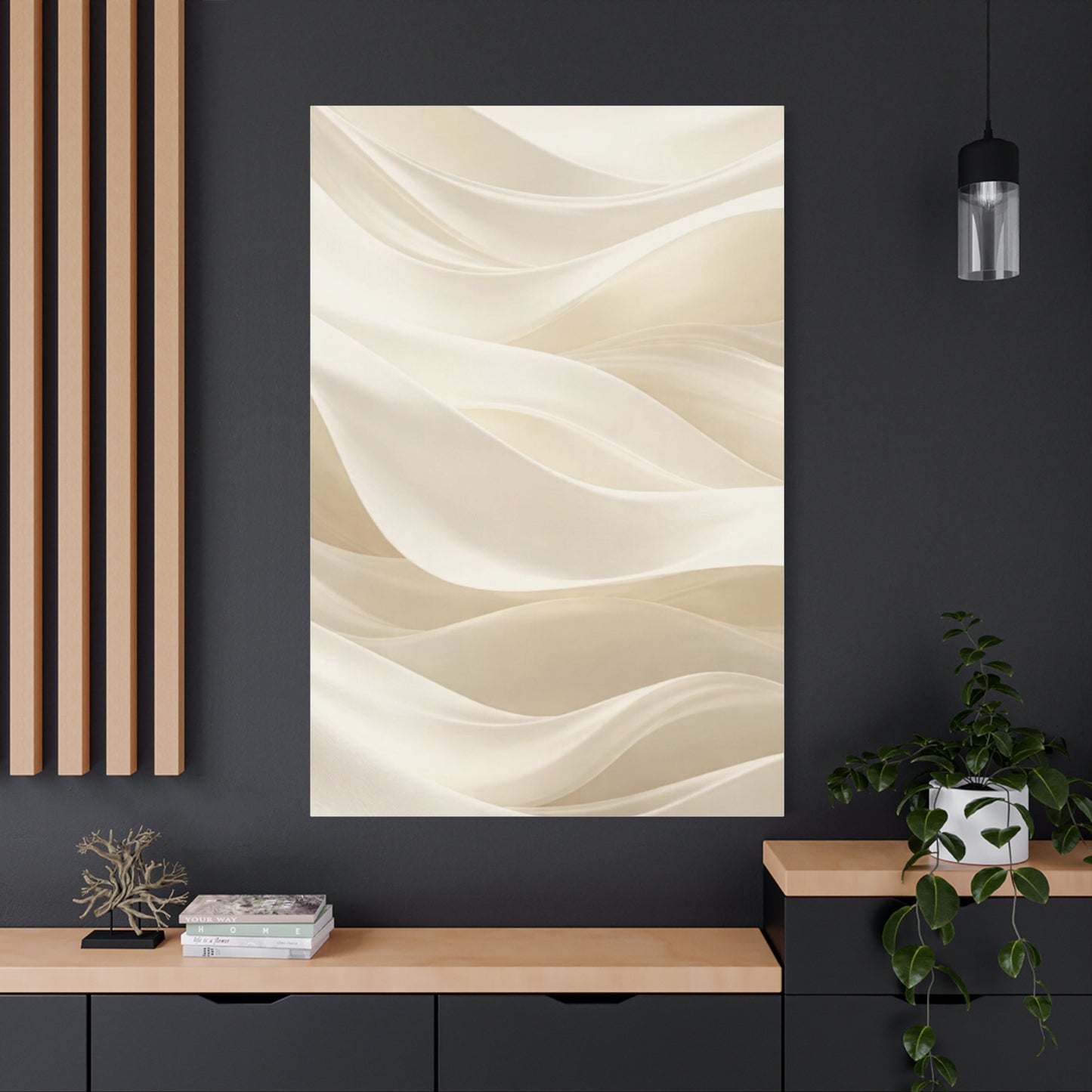 Neutral Abstract Wave Art Matte Canvas