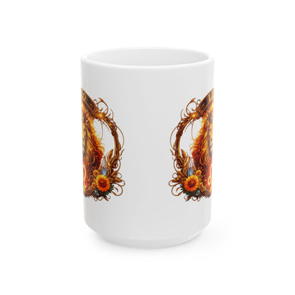 Leo Zodiac Sign Illustration Mug | Ceramic Coffee Cup