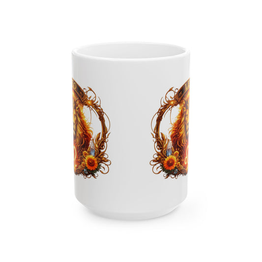 Leo Zodiac Sign Illustration Mug | Ceramic Coffee Cup