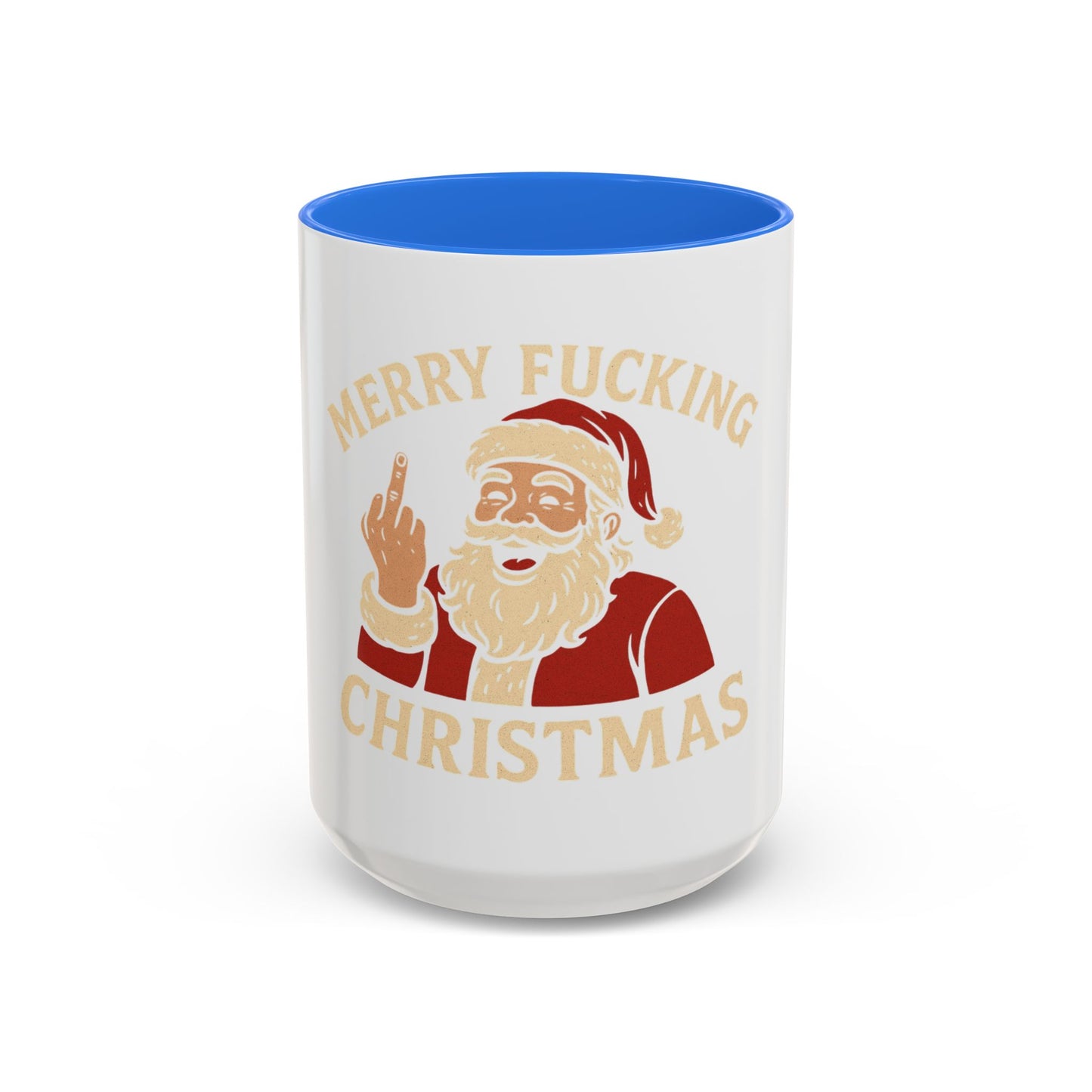 Irreverent Merry Christmas Mug — Funny Santa Middle Finger Coffee Cup (11oz & 15oz)