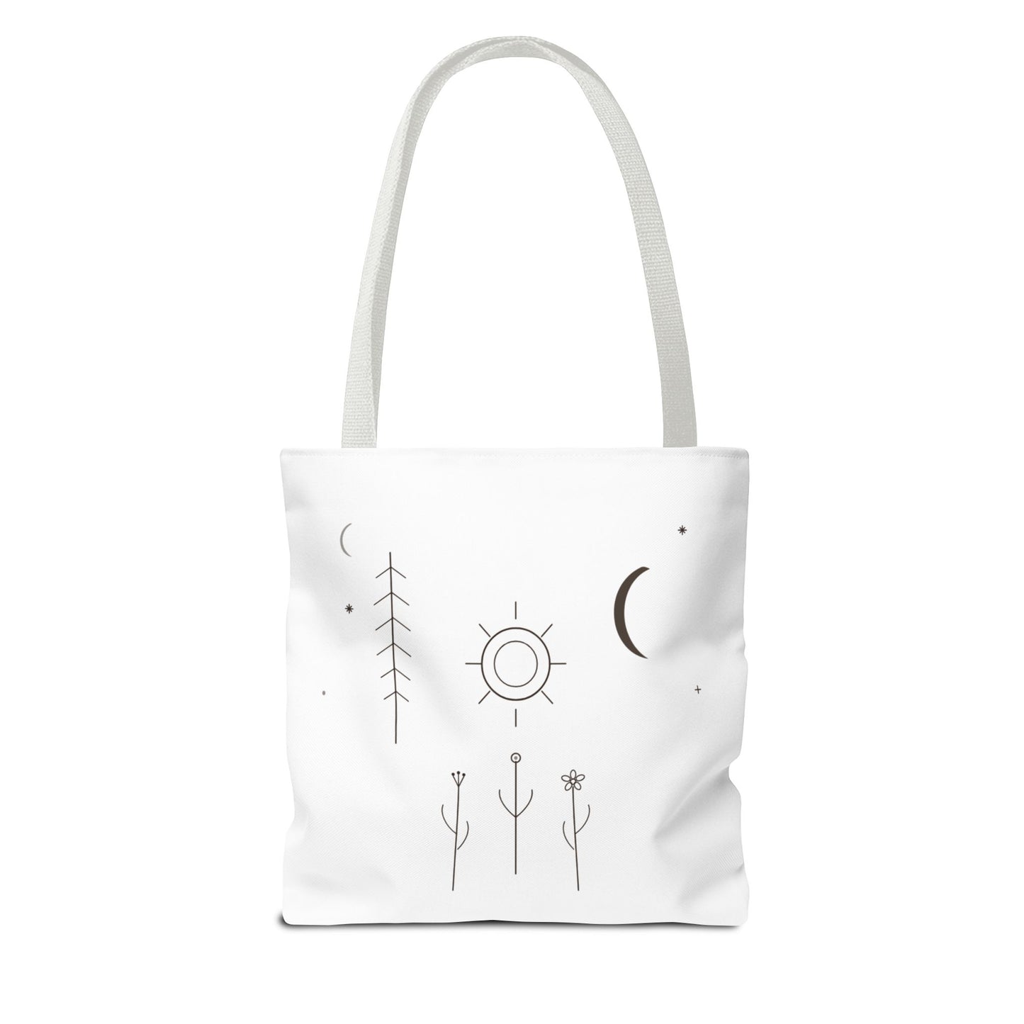 Minimal Moon and Sun Botanical Tote | Celestial Line Art Bag