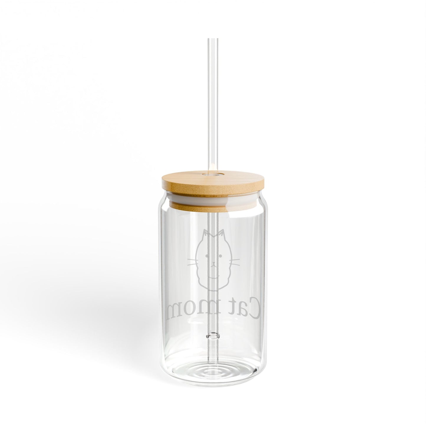 Cat Mom Sipper Glass - 16oz Cute Cat Lover Tumbler with Straw