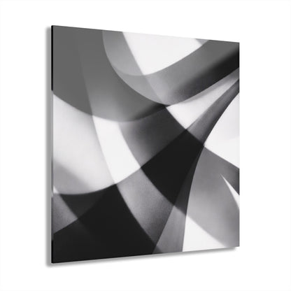 Abstract black and white geometric acrylic print wall art with French cleat hanging, ideal for modern home decor.