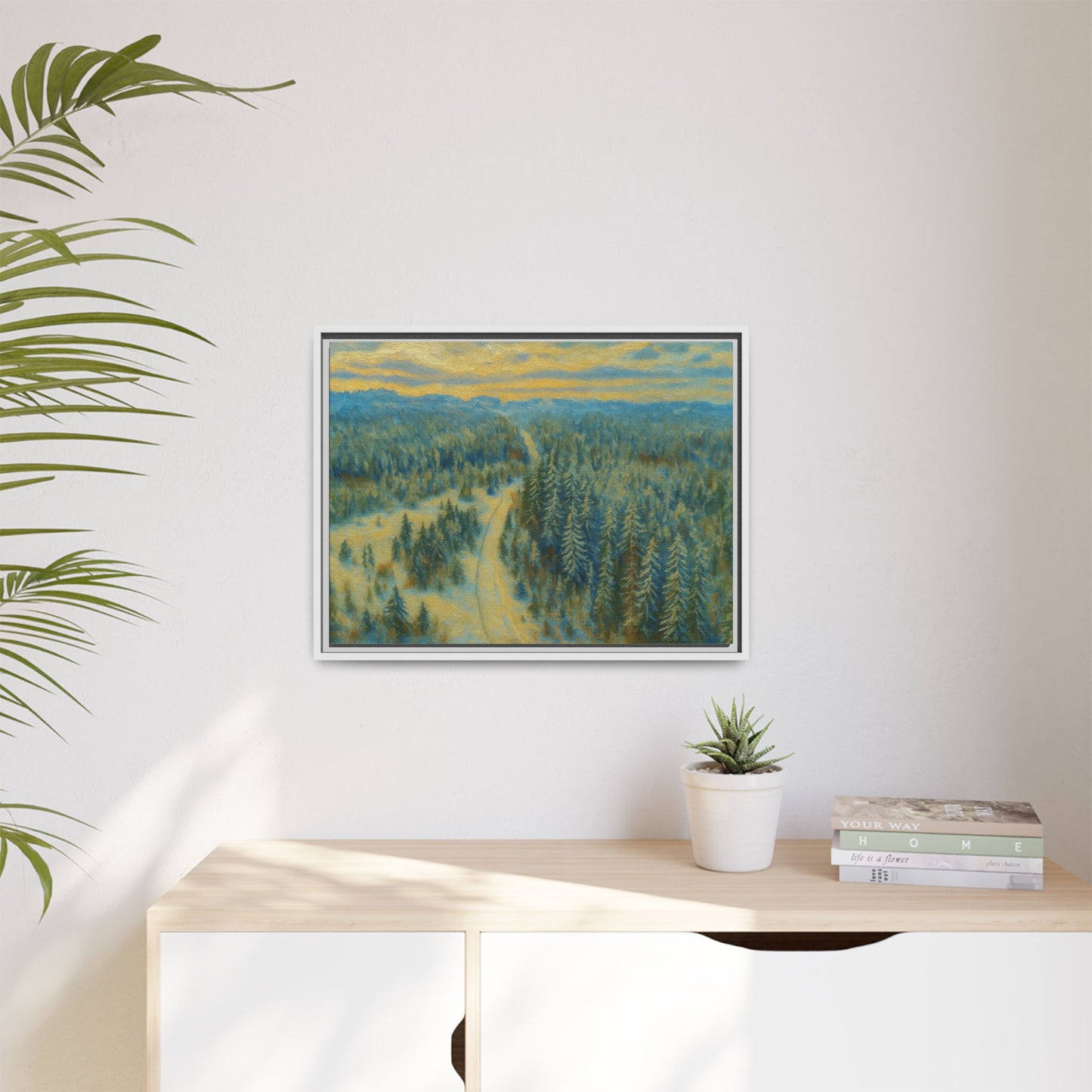 Framed Matte Canvas Art Print, Tranquil Forest Landscape, Home Decor for Nature Lovers, Wall Art for Living Room, Gift for Art Enthusiasts - TRV