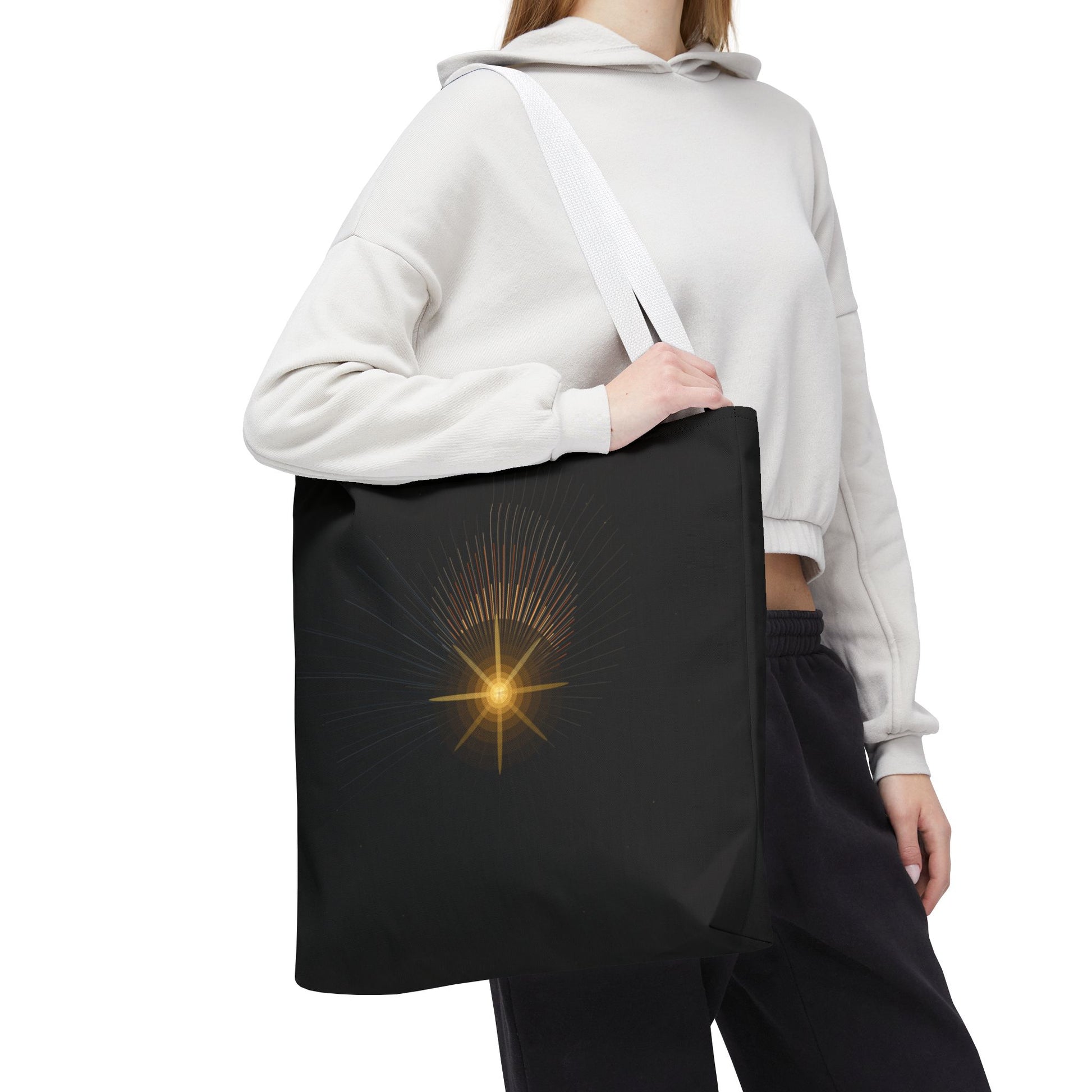 Radiant Starburst Tote Bag | Golden Light Celestial Design - TRV