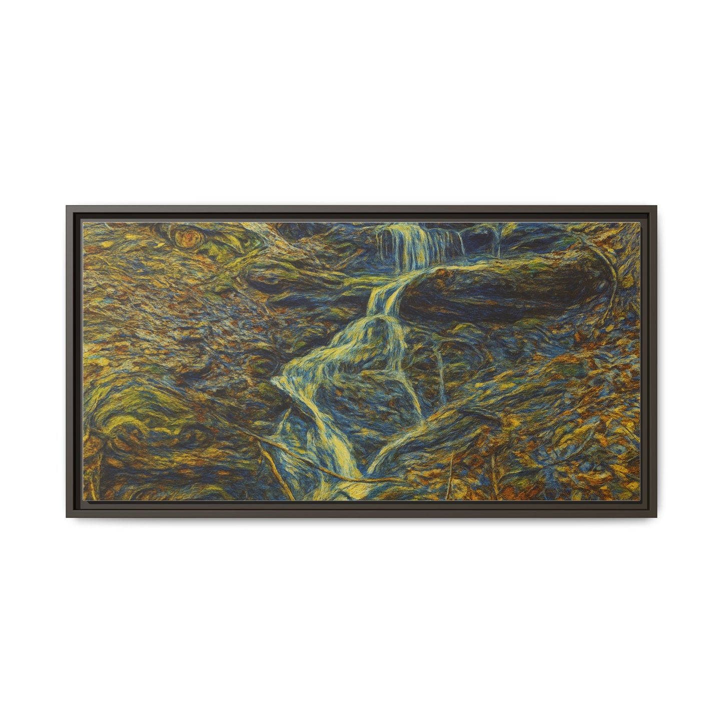 Van Gogh Style Framed Matte Canvas Art Print - Nature-Inspired Wall Decor, Abstract Waterfall Artwork, Home Office Decoration - TRV