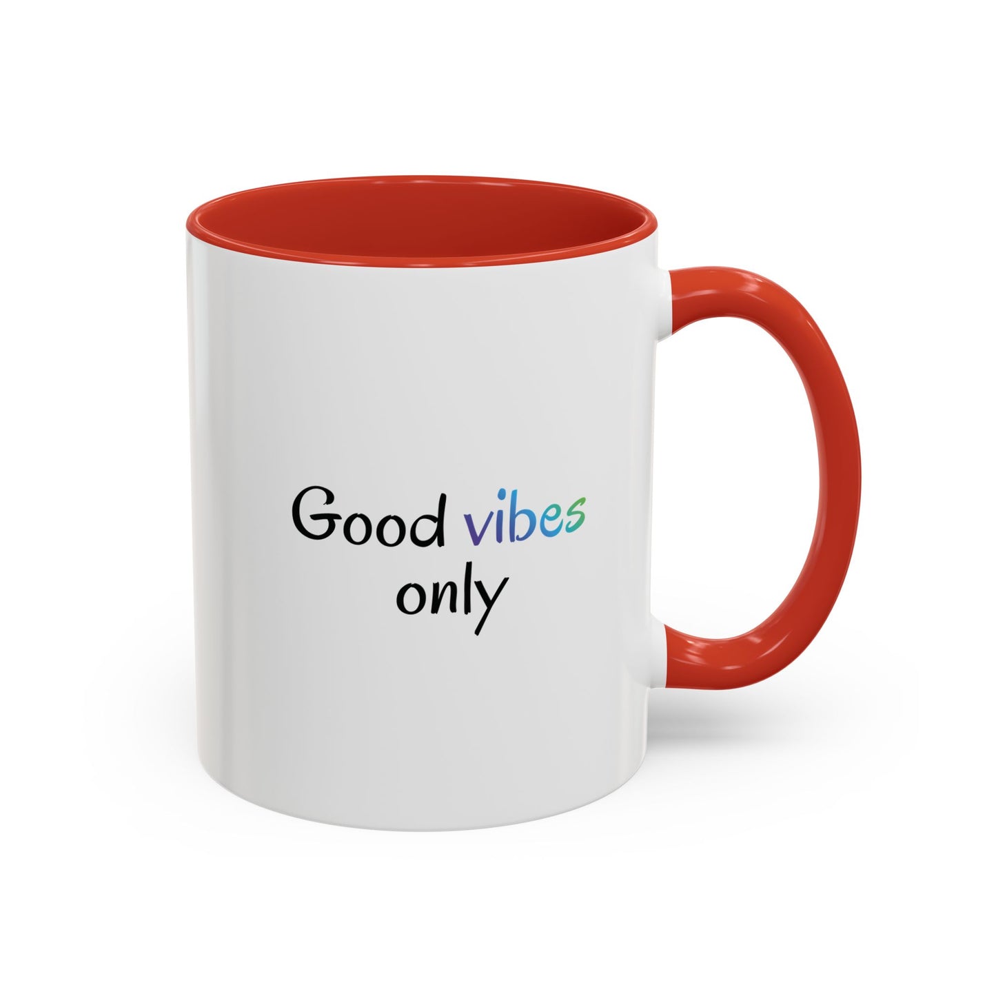 Good Vibes Only Accent Coffee Mug - Positive Energy 11 & 15oz Cup for Happiness, Inspirational Gift, Morning Motivation, Ceramic Tea Cup,