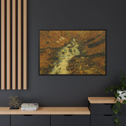 Serene Abstract Nature Canvas Art, Framed Wall Decor, Rustic Home Accent, Earthy Tone Artwork, Tranquil River Scene - TRV