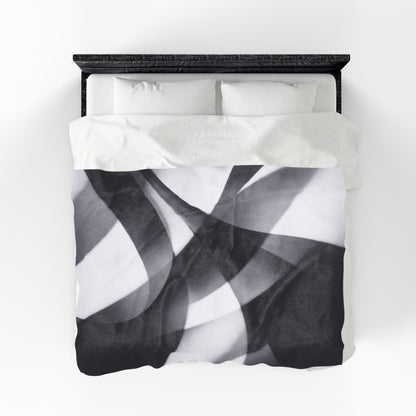 Abstract Black Smoke Design Velveteen Plush Blanket | Monochrome Swirl