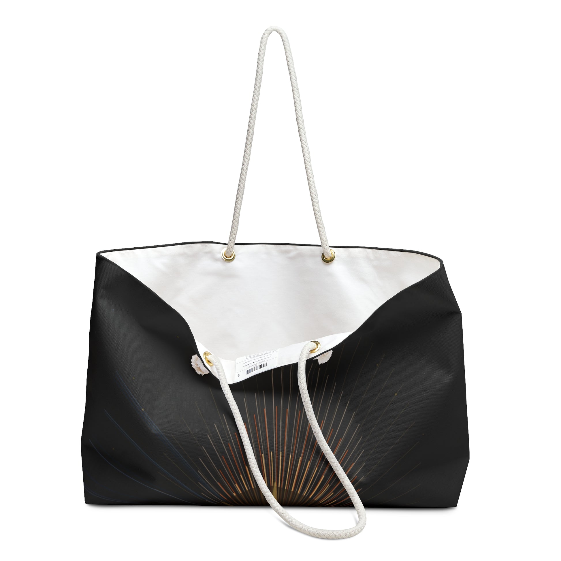 Sunburst Minimalist Graphic Weekender Bag | Black Beach Tote - TRV