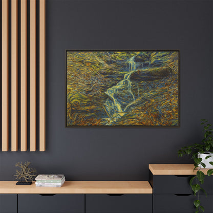 Van Gogh Style Framed Matte Canvas Art Print - Nature-Inspired Wall Decor, Abstract Waterfall Artwork, Home Office Decoration - TRV