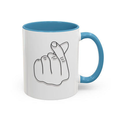 K-Pop Accent Mug - Love Gesture Design (11oz, 15oz), Korean Pop Coffee Cup, K-Pop Lover Gift, Cute Drinkware, Unique Mug