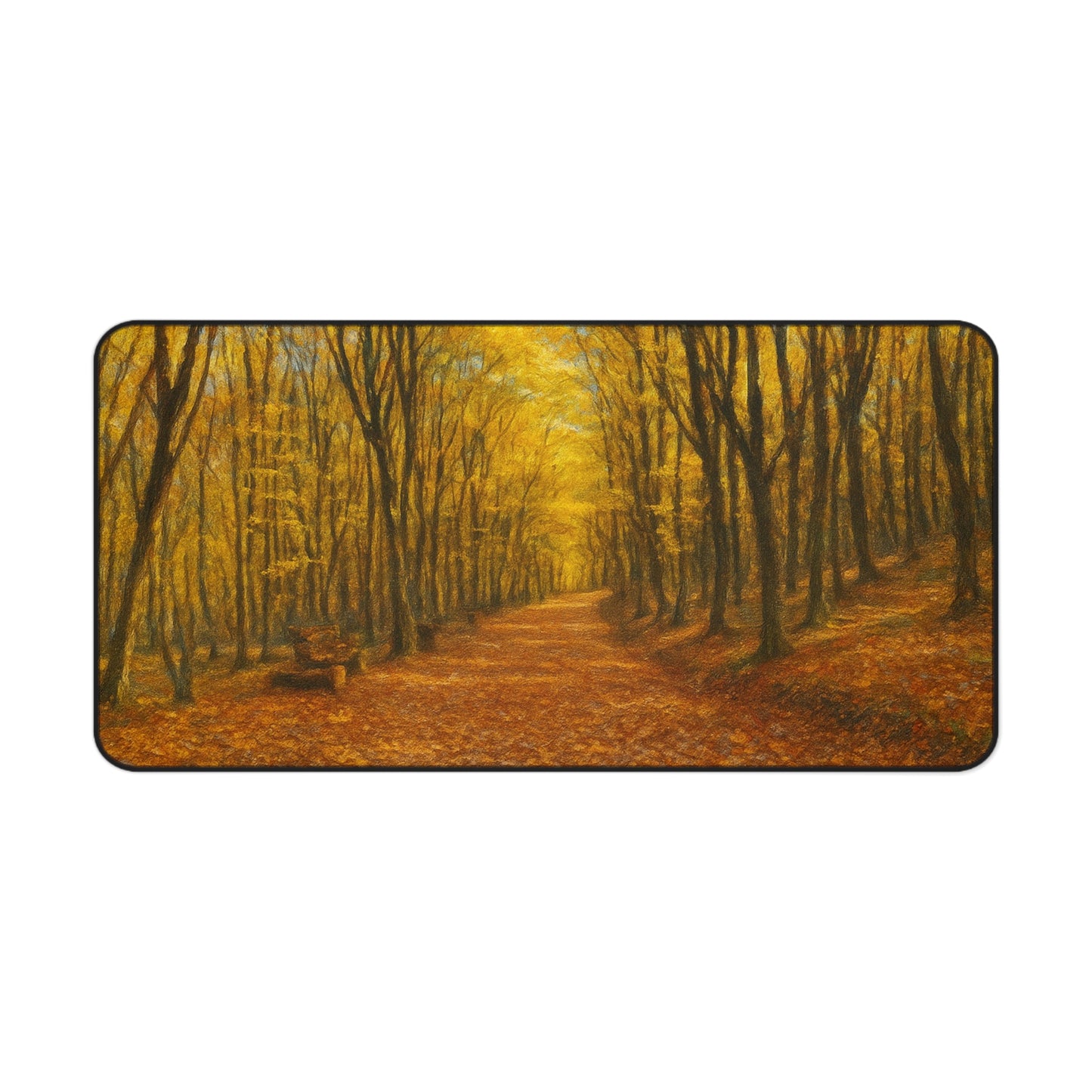 Autumn Forest Path Desk Mat | Fall Leaves Scenic Mousepad - TRV