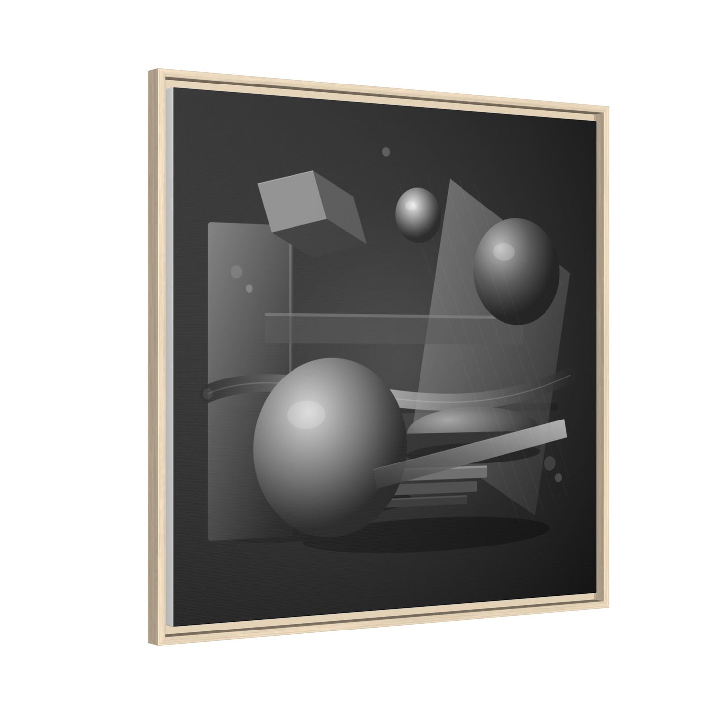 Monochrome Geometric Spheres Canvas Framed Wall Art | Matte Print