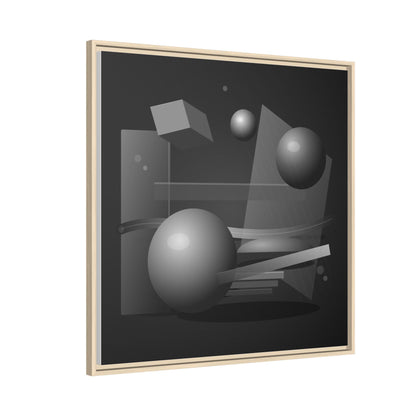 Monochrome Geometric Spheres Canvas Framed Wall Art | Matte Print