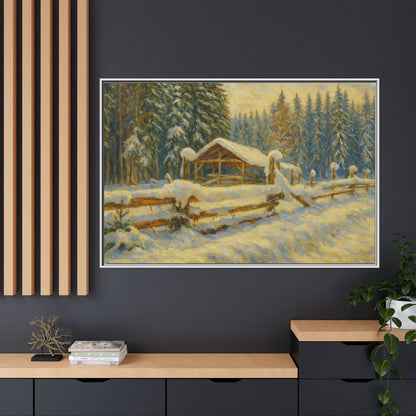 Winter Landscape Framed Canvas Art | Cozy Home Decor | Wall Art for Living Room, Bedroom, Holiday Gift, Rustic Vibes, Art Print - TRV