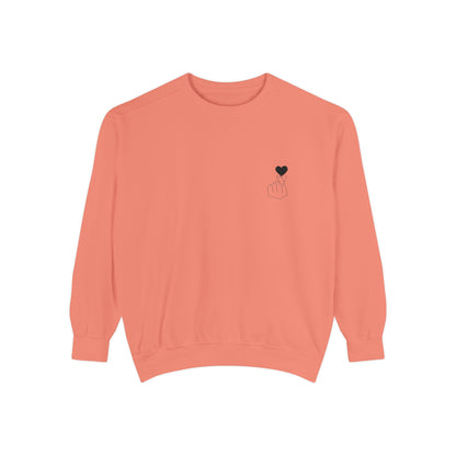 Unisex Garment-Dyed Sweatshirt with Heart Design - Cozy & Stylish
