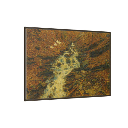 Serene Abstract Nature Canvas Art, Framed Wall Decor, Rustic Home Accent, Earthy Tone Artwork, Tranquil River Scene - TRV