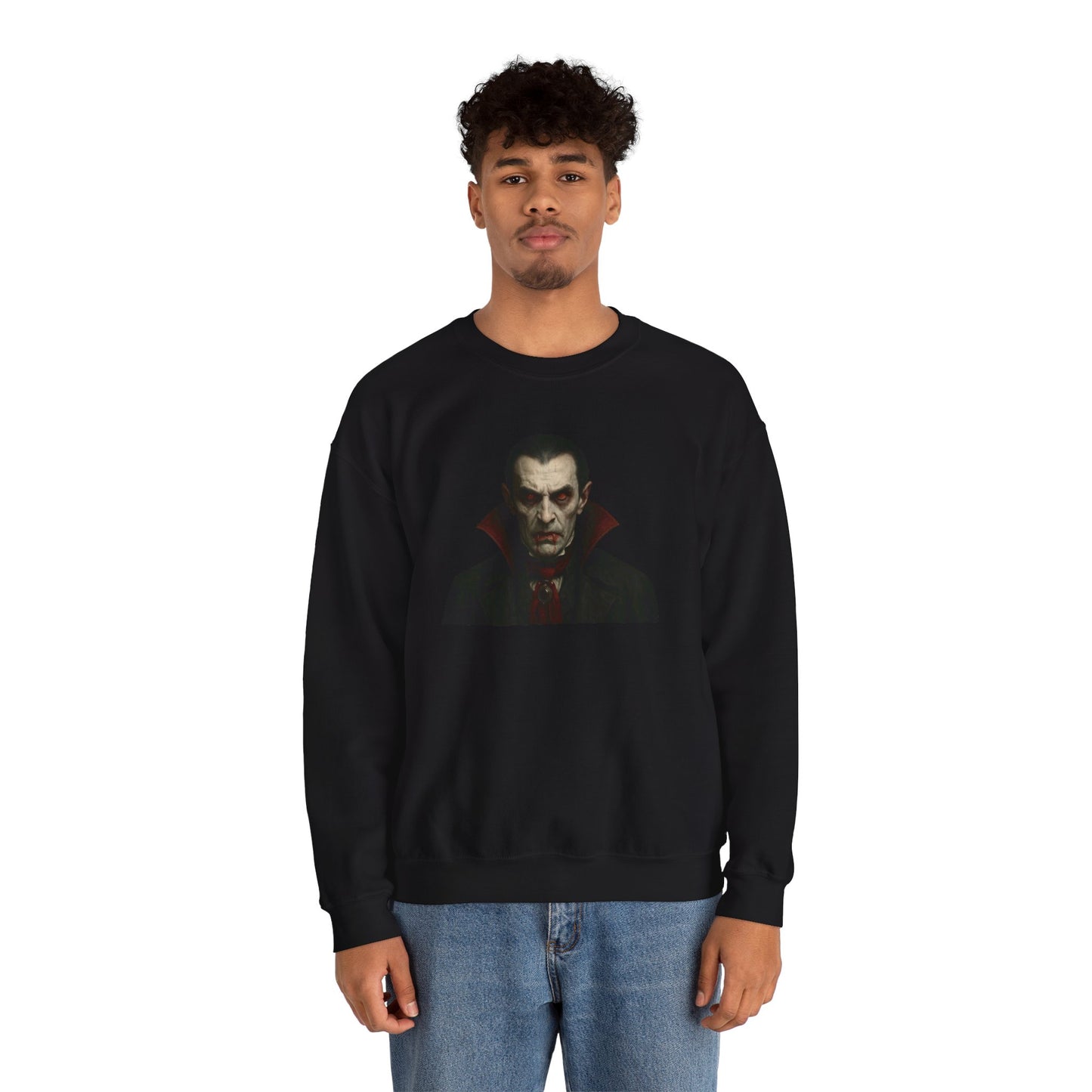 Gothic Horror Sweatshirt, Cozy Vampire Sweatshirt, Spooky Apparel, Halloween Costume Top, Unisex Halloween Sweatshirt
