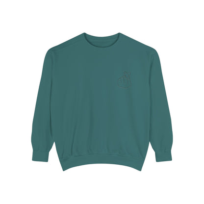 Minimalist Peace Hand Sweatshirt — Small Chest Line Art Crewneck