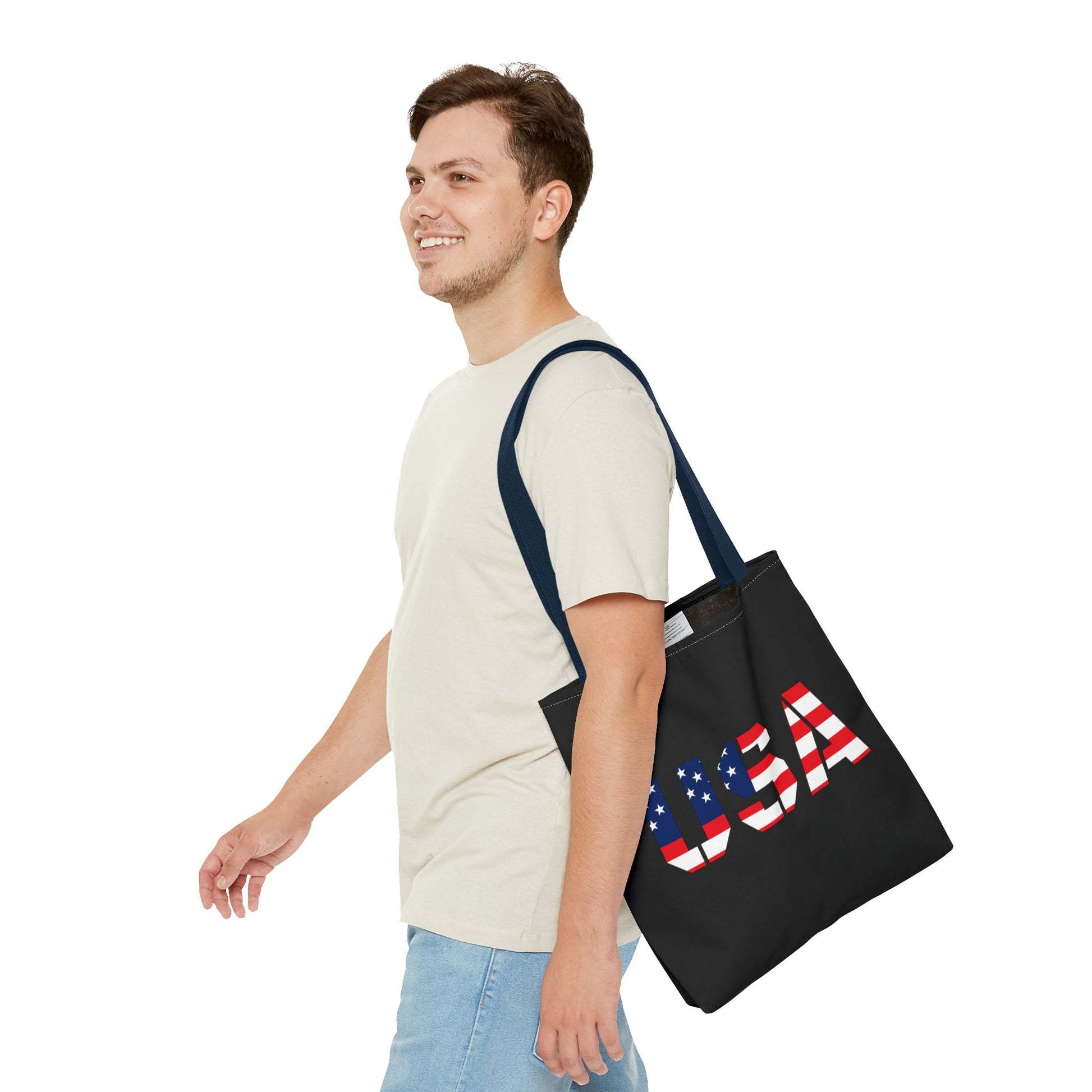 Patriotic USA Print Tote Bag, Reusable Shopping Bag, 4th of July Gift, Summer Carryall, American Flag Style - TRV