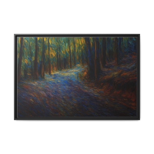 Framed Matte Canvas Art - Colorful Forest Path Print, Home Decor, Wall Art, Nature Scene, Gift for Nature Lovers - TRV
