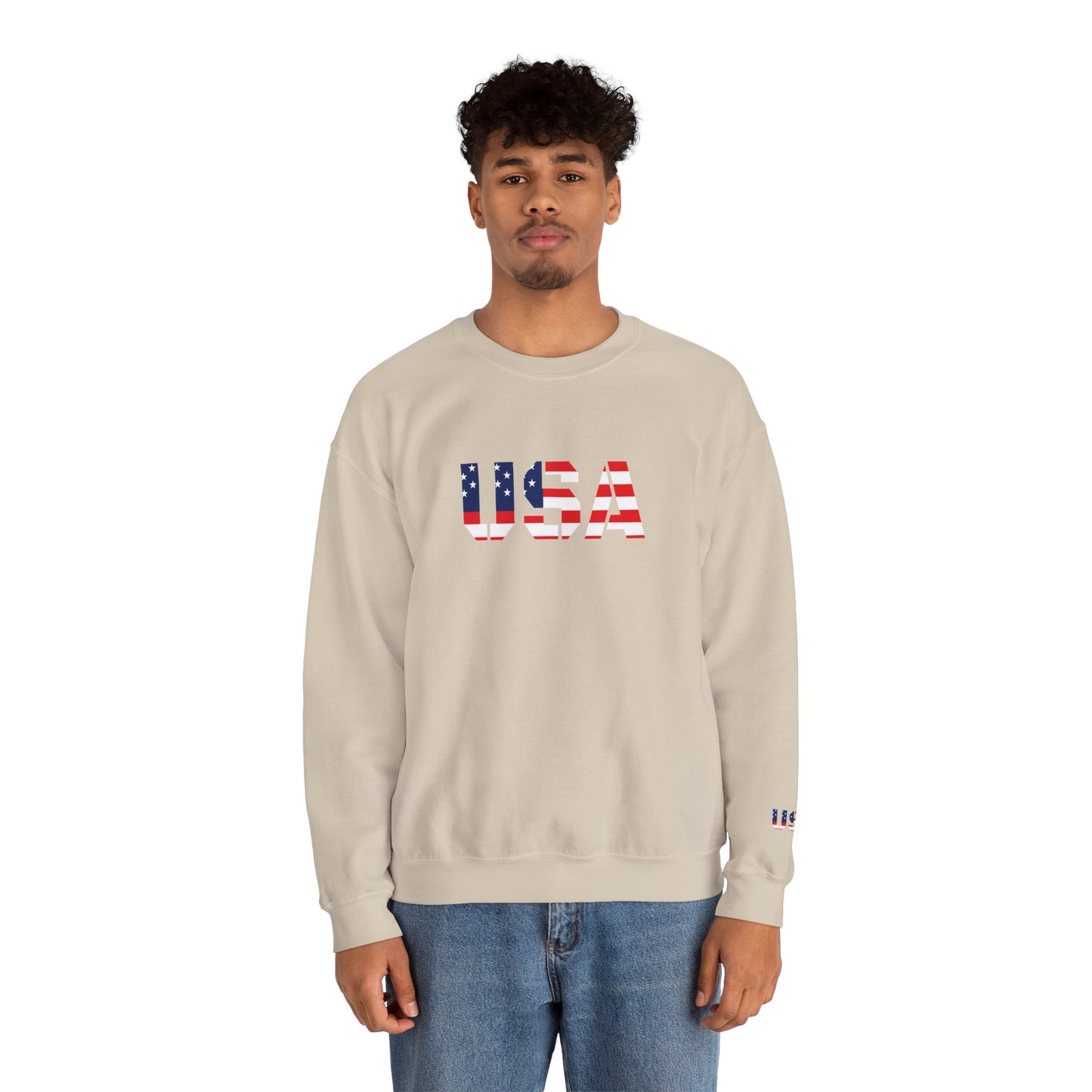 USA Flag Unisex Crewneck Sweatshirt, Cozy Apparel, Casual Wear, Independence Day Gift, Americana Style