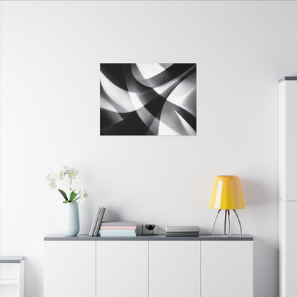 Abstract Black and White Swirl Matte Canvas