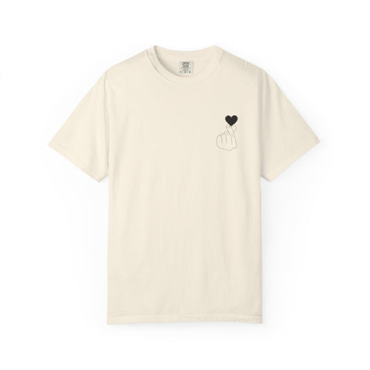 Unisex Garment-Dyed T-Shirt with Heart Design | Casual Trendy Wear for All Occasions