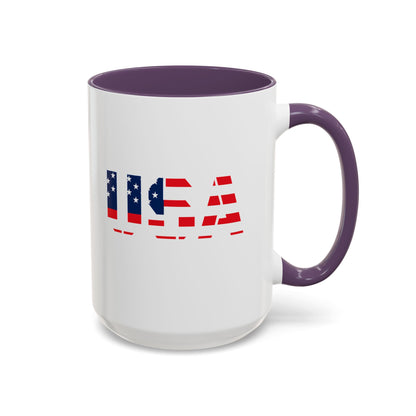USA Flag Accent Coffee Mug — Patriotic 11/15oz Ceramic Coffee Cup