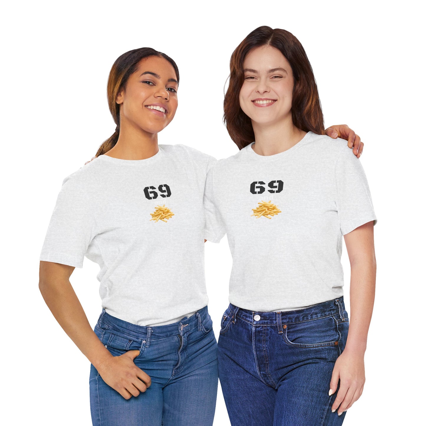 Funny 69 And French Fries Graphic Tee, Casual Humor Shirt, Cute Gift, Stylish Graphic Top, Unisex Quirky T-Shirt, Everyday Wear