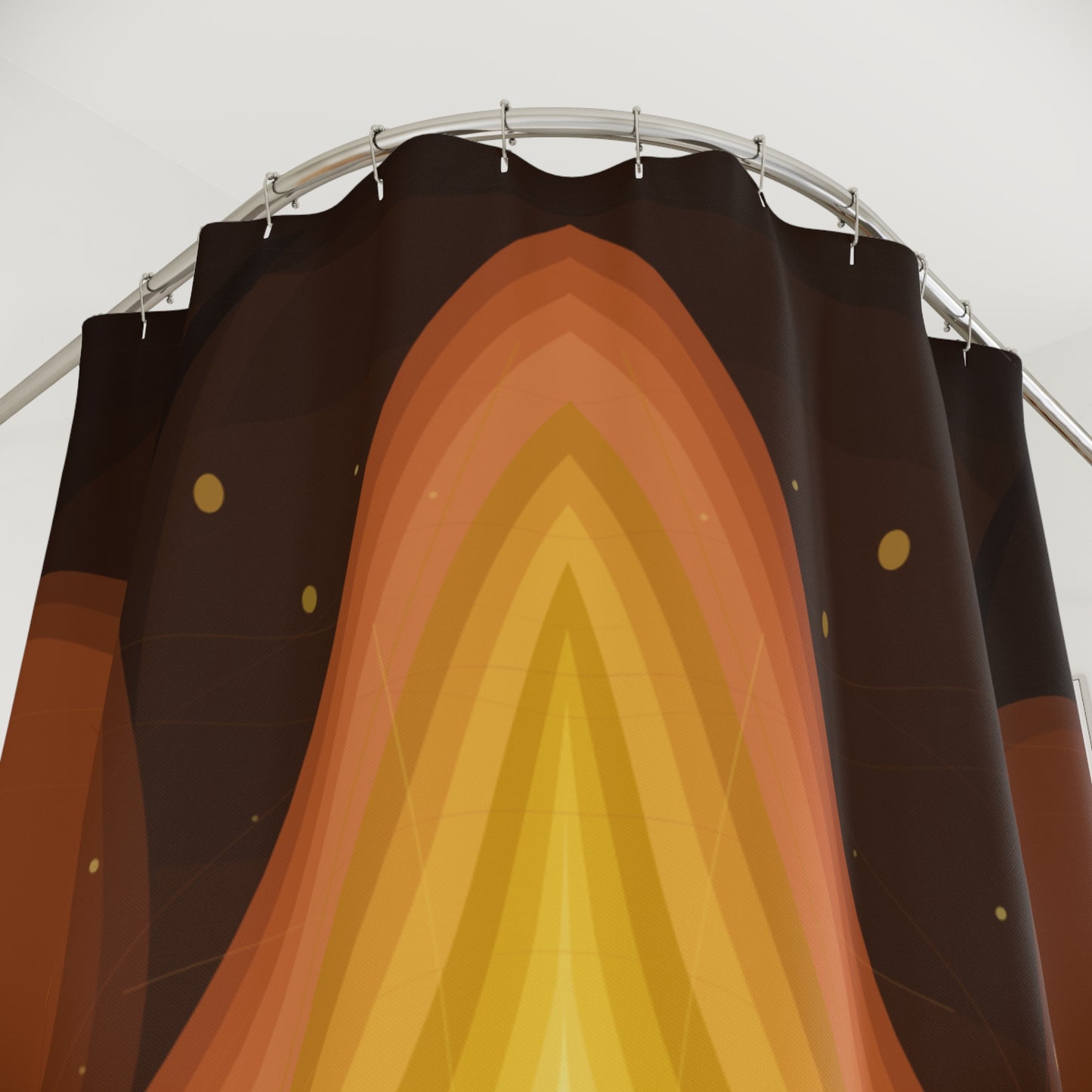 Layered Flame Geode Shower Curtain | Abstract Warm Tones