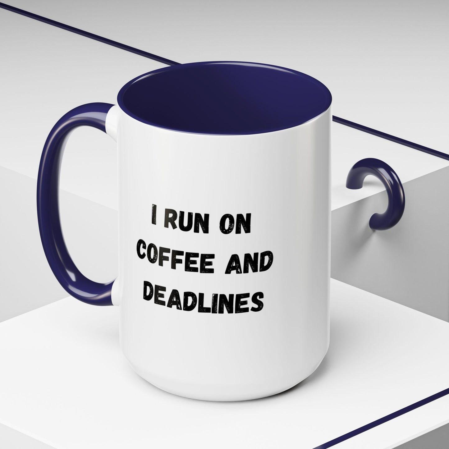 I Run on Coffee and Deadlines Mug, Motivational Coffee Cup, Office Mug, Gift for Writers, Caffeine Lover's Mug, Funny Coffee Cup