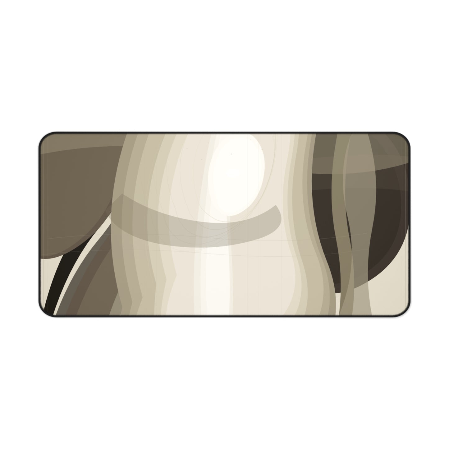 Abstract neutral waves desk mat with beige and brown tones, modern design, suitable as a home decor mousepad surface.