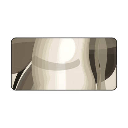 Abstract neutral waves desk mat with beige and brown tones, modern design, suitable as a home decor mousepad surface.