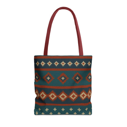 Southwestern Diamond Pattern Tote Bag | Aztec Tribal Geometric Print - TRV