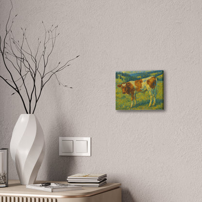 Artistic Cow Canvas Wall Art - Farmhouse Decor, Calf Painting