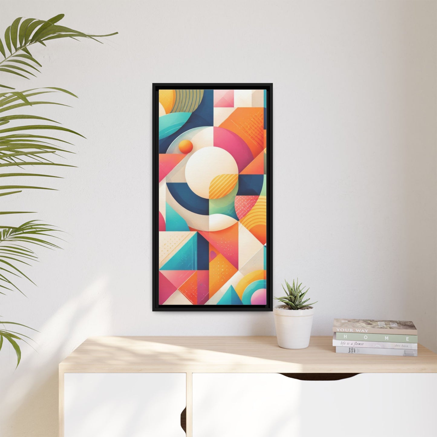 Colorful Geometric Abstract Art Matte Canvas Framed