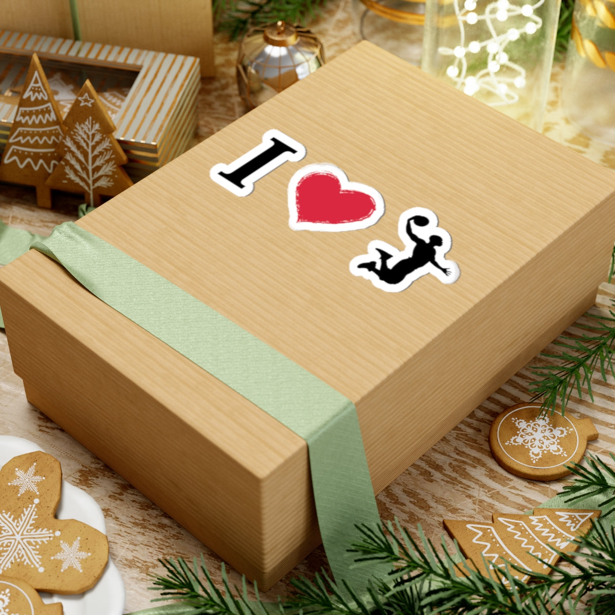 I Heart Basketball Sticker — Kiss-Cut Sports Decal for Laptops & Water Bottles
